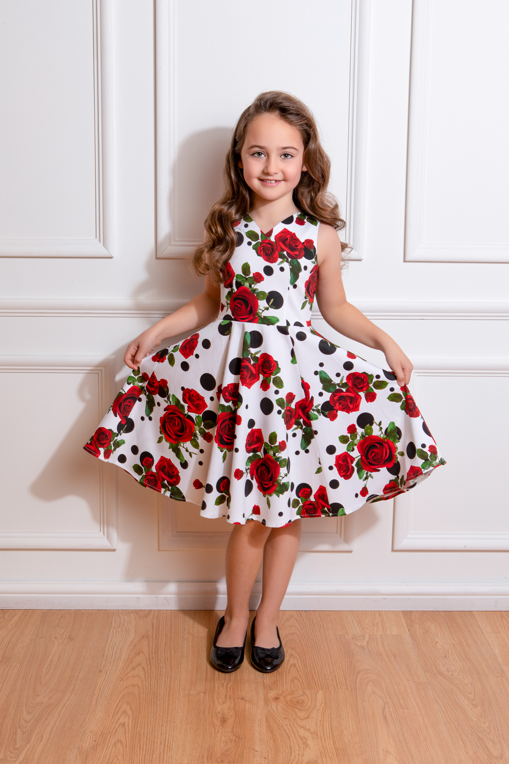 Chelsea Check Swing Dress in Red in Kids